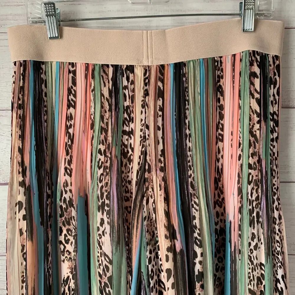 Spense Multi-Color Cheetah Print Palazzo Pants Wide Leg Animal Leopard Size M